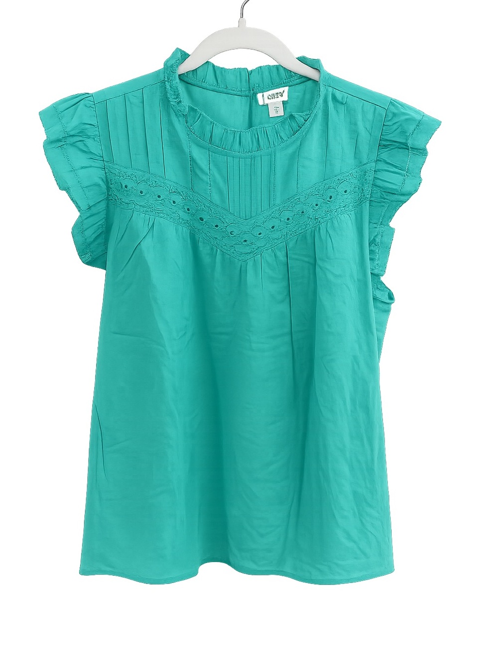 J. Crew Factory Sleeveless Embroidered Ruffle-Sleeve Top